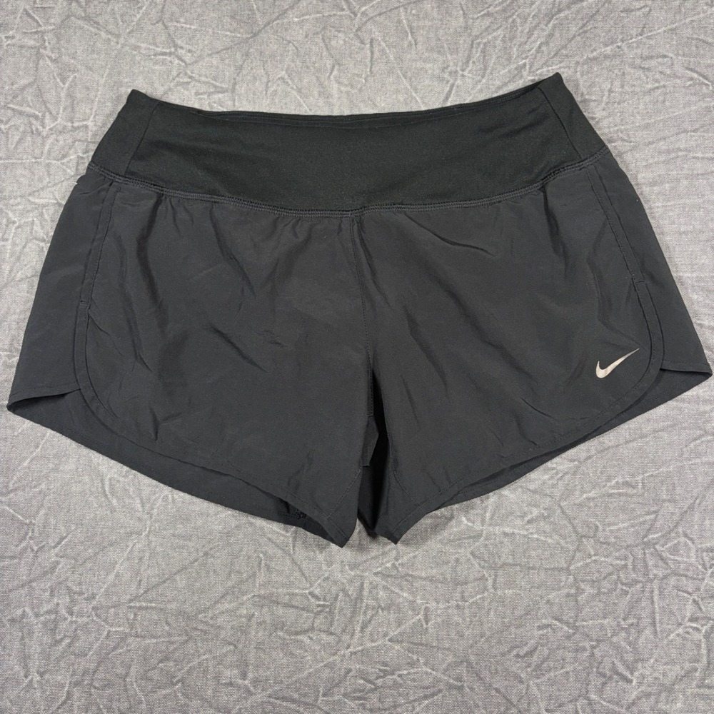 Nike Shorts Women S Black Dri-FIT Running Athletic Performance Zipper Pocket 3in